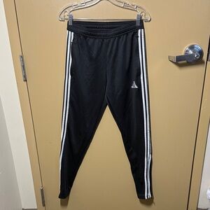 Adidas Black Training Joggers with White Stripes